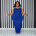 Sexy Plus Size Solid Sleeveless Sling Maxi Dress