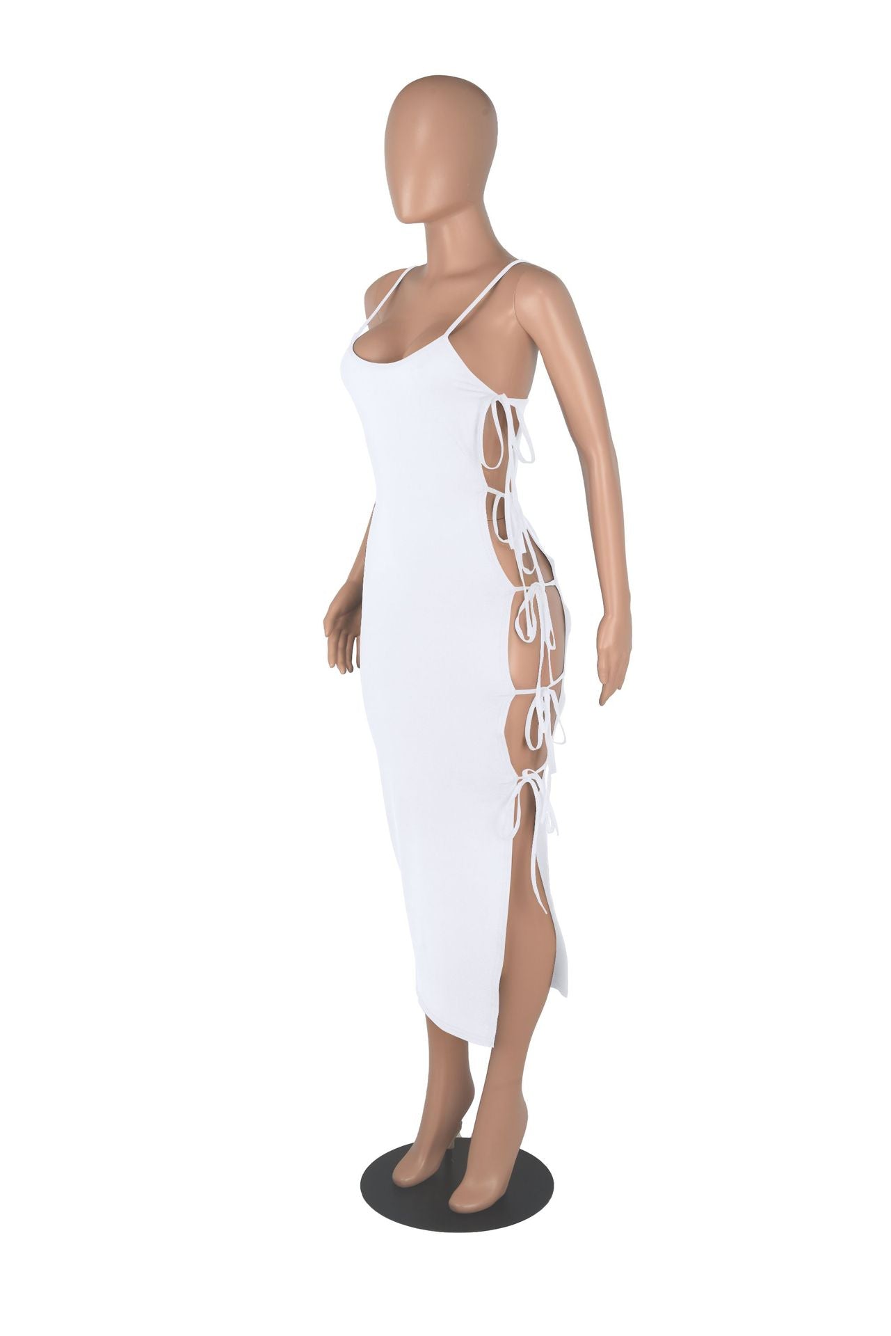 Sexy Sexy Solid Lace-Up Hollow Sling Dress