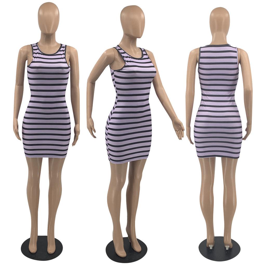 Sexy Casual Striped Sleeveless Mini Dress