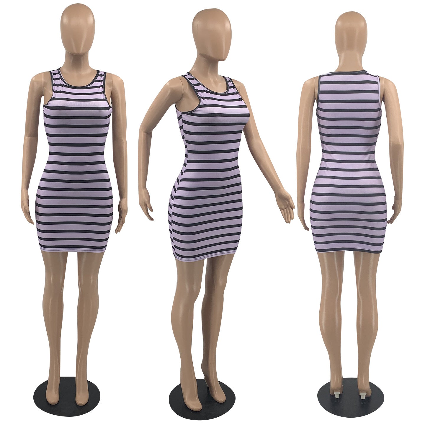 Sexy Casual Striped Sleeveless Mini Dress