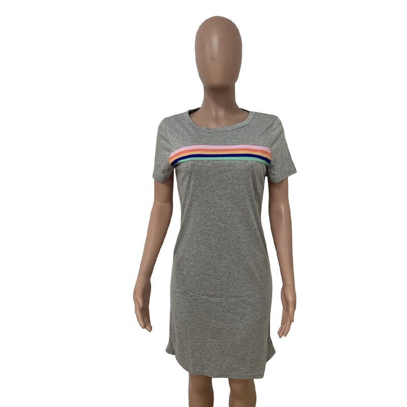 Sexy Casual Striped Short Sleeve T-Shirt Dress