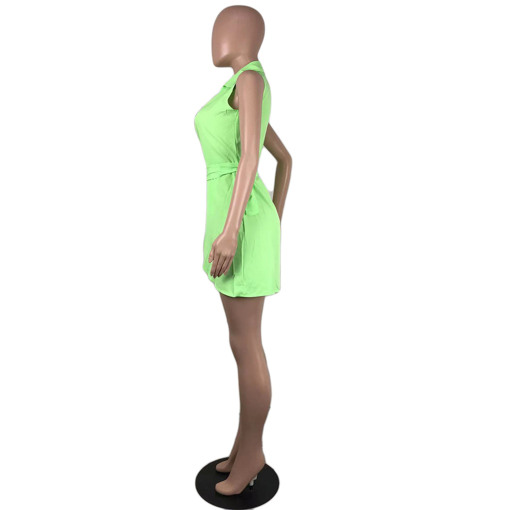 Sexy Solid Sleeveless Mini Dress