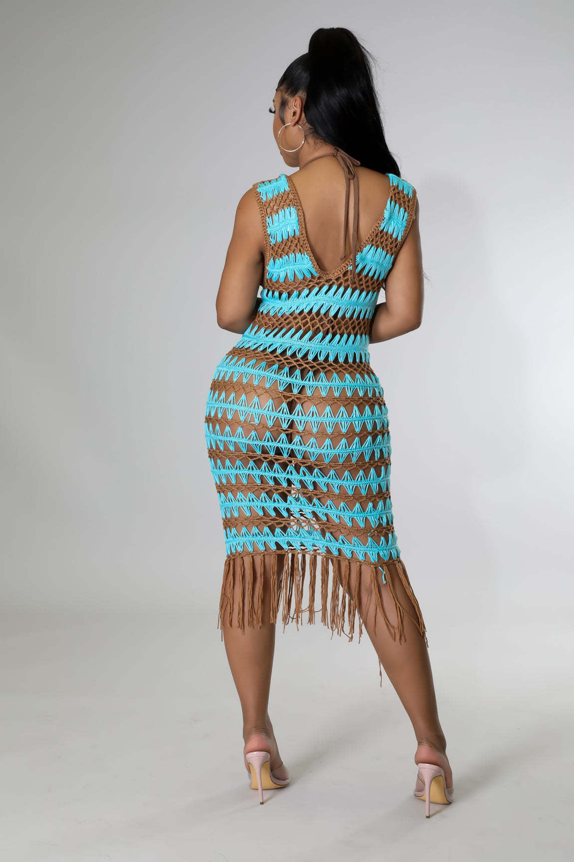 Sexy Sexy Crochet Hollow Out Sleeveless Midi Dress