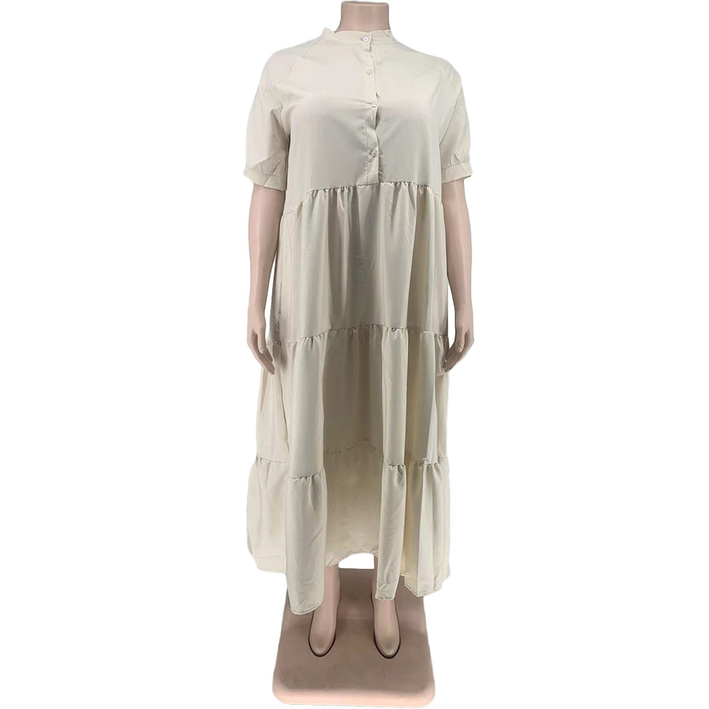 Sexy Plus Size Solid Short Sleeve Maxi Dress