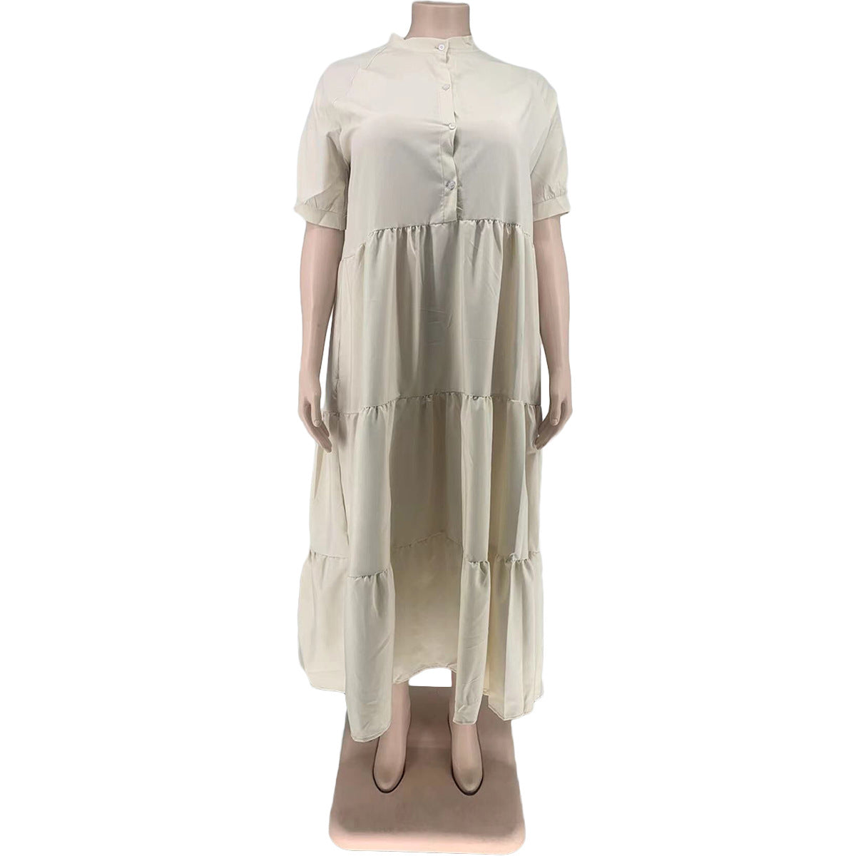 Sexy Plus Size Solid Short Sleeve Maxi Dress