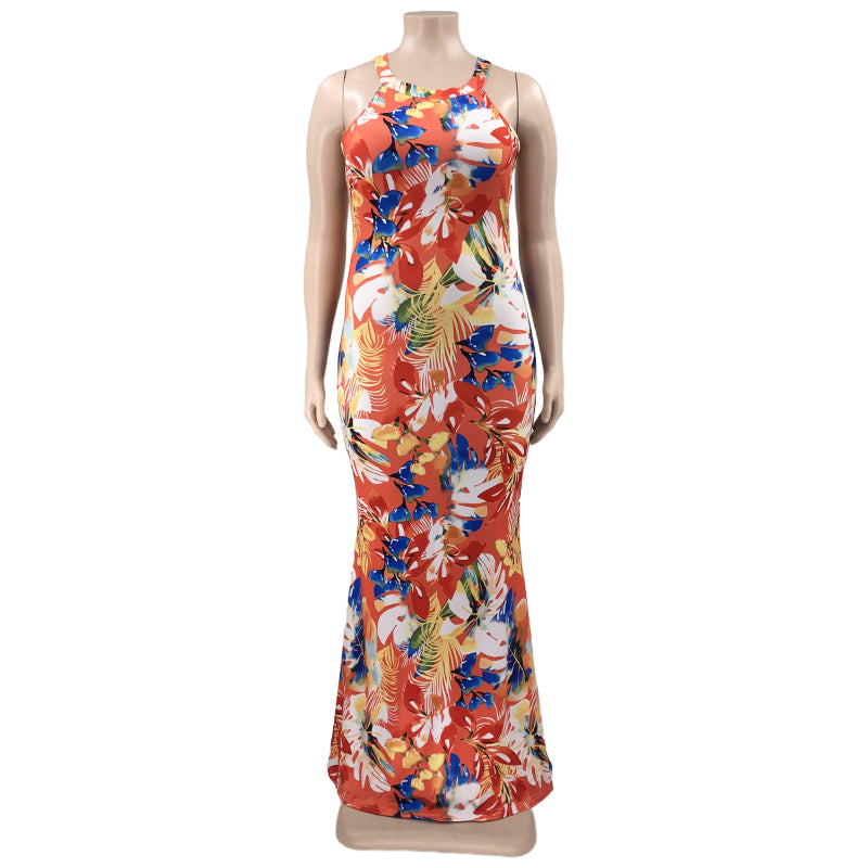 Sexy Sexy Printed Sleeveless Maxi Dress