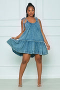 Sexy Plus Size Denim Sleeveless Strap Loose Mini Dress