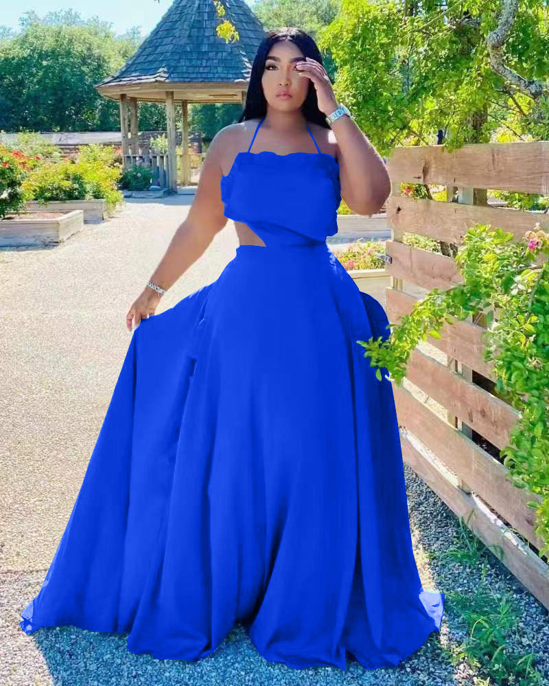 Sexy Solid Sexy High Waist Big Swing Maxi Dress