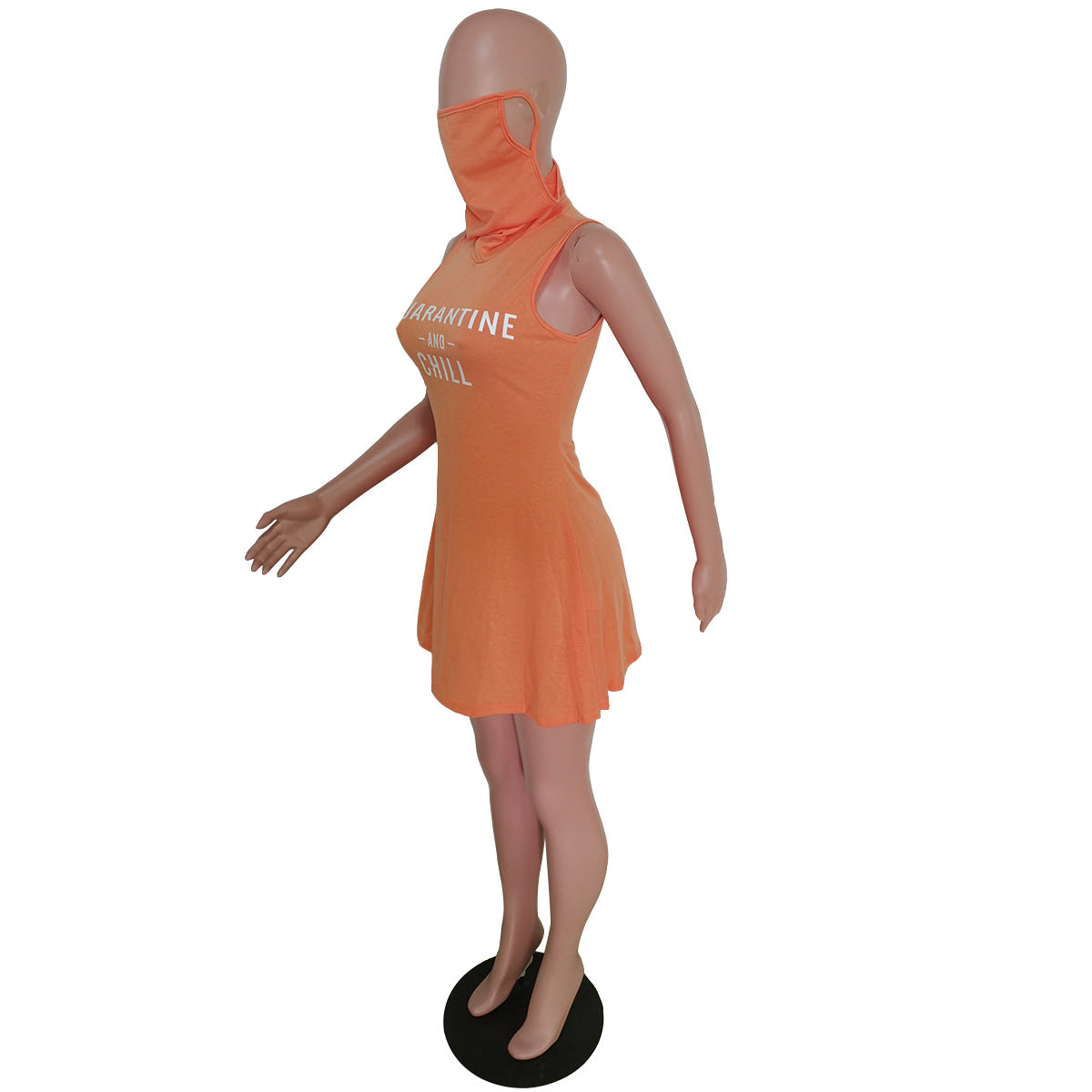Sexy Letter Print One-Piece Mask Sleeveless Mini Dress