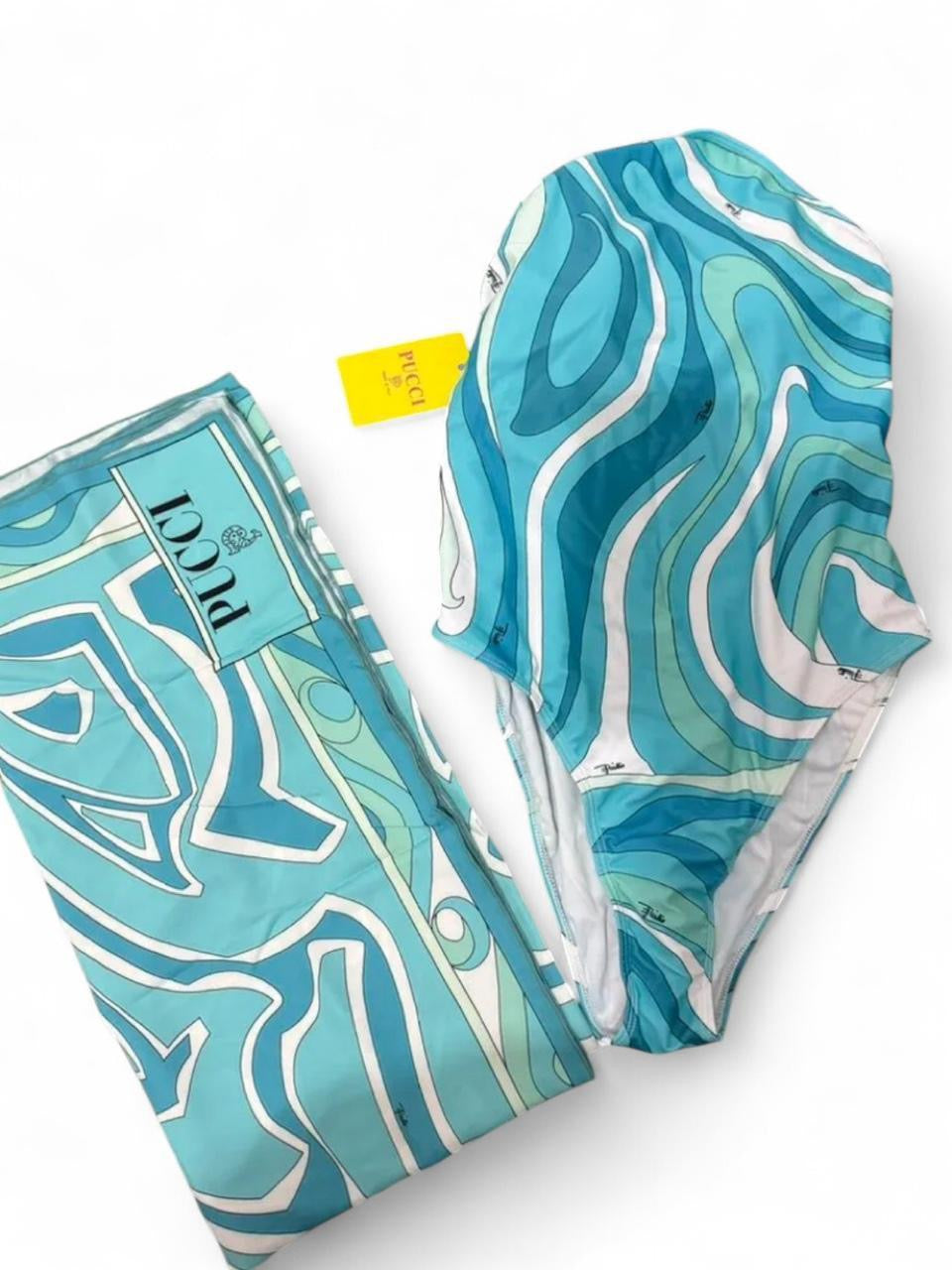 Pucci one piece swimsuit with Scarf wrap and tags.