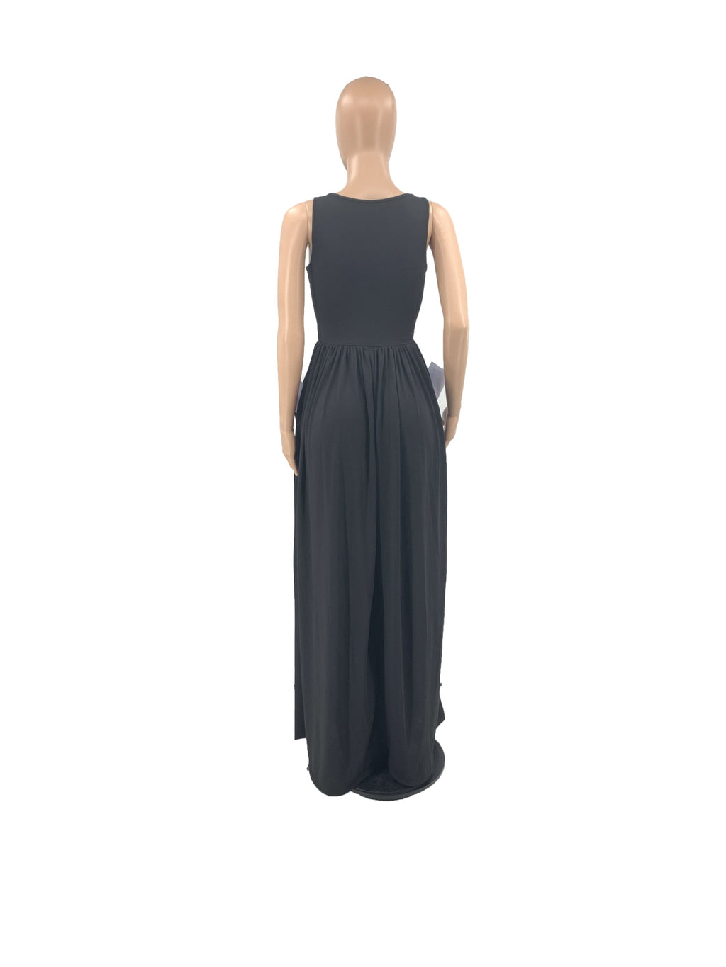 Sexy Plus Size Solid Sleeveless High Waist Maxi Dress