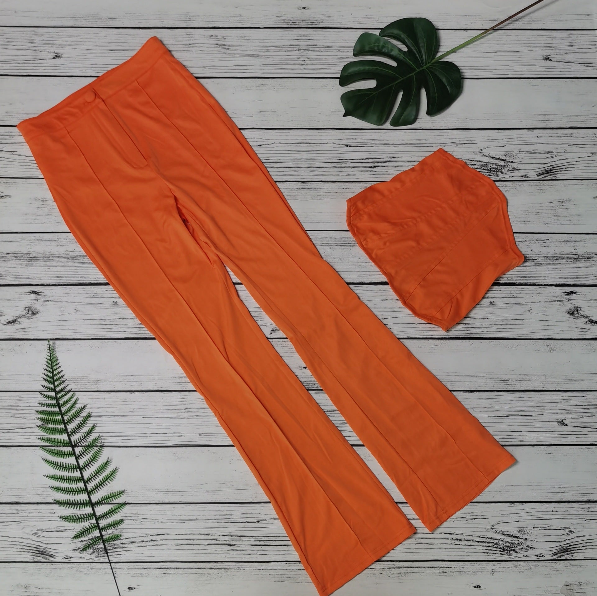 Sexy Fashion Sexy Solid Color Wrap Chest And Pants Two Piece Set