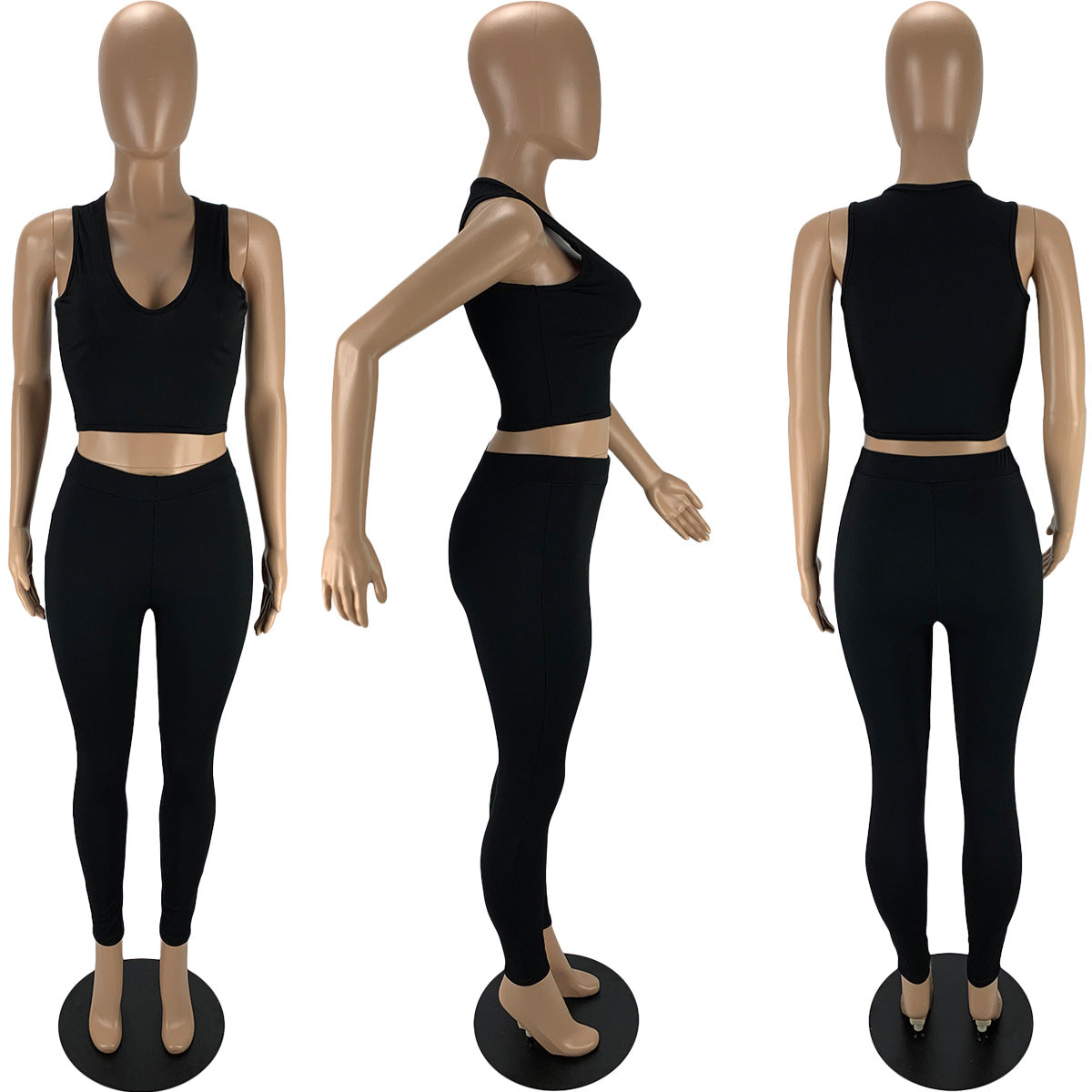 Sexy Solid Sleeveless Two Piece Pant Sets