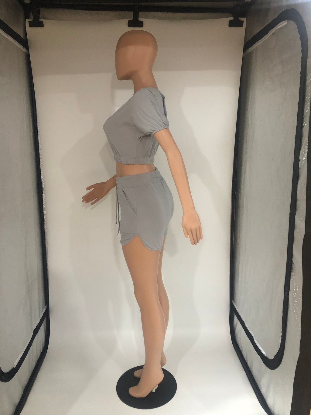Sexy Solid Color Casual Short Sleeve Shorts  Two Piece Sets