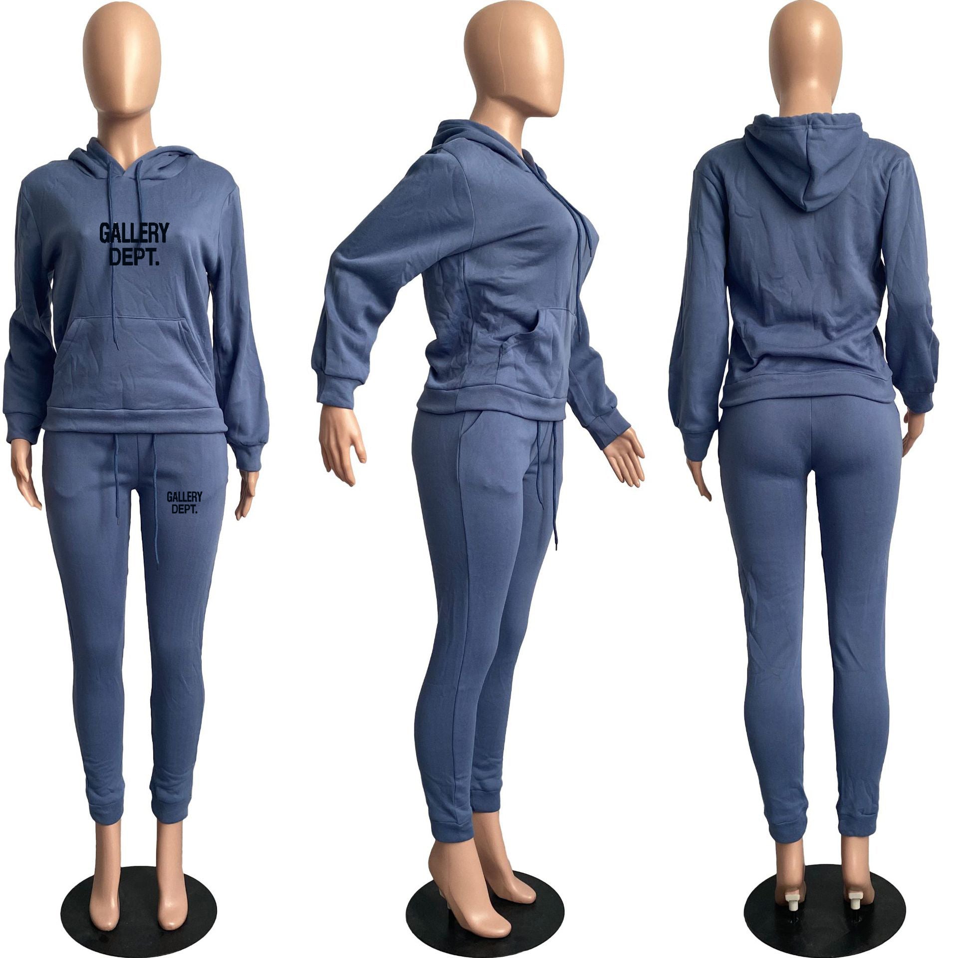 Sexy Padded Thick Hooded Sweatshirt Pants Casual Sports Set