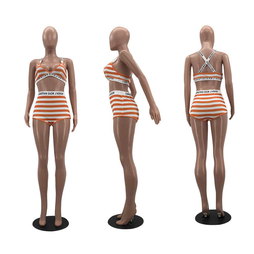 Sexy Sexy Striped Two Piece Shorts Set
