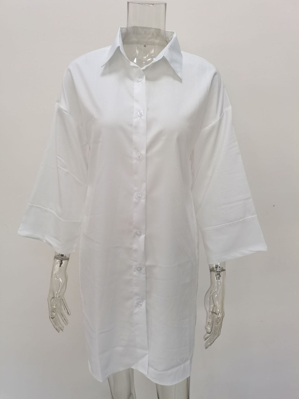 Sexy Plus Size Solid Turndown-Collar Loose Shirt Dress