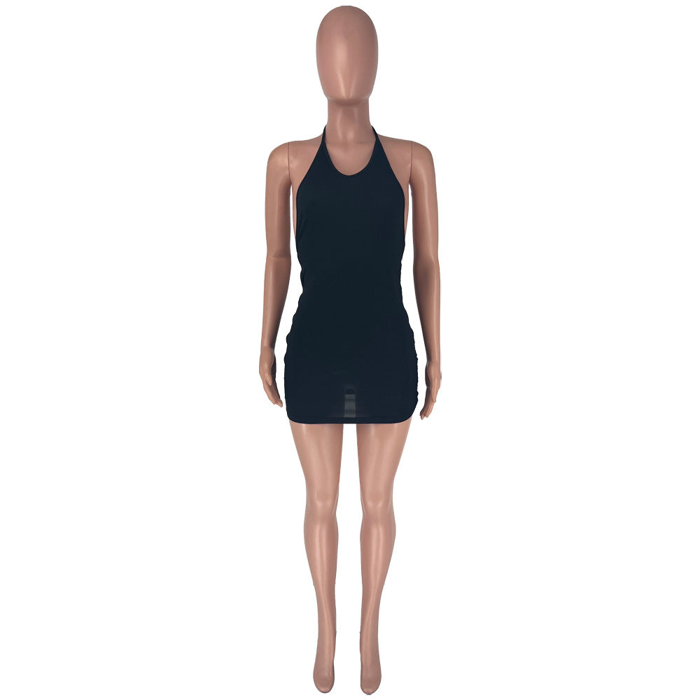 Sexy Solid Sexy Halter Slim Mini Dress