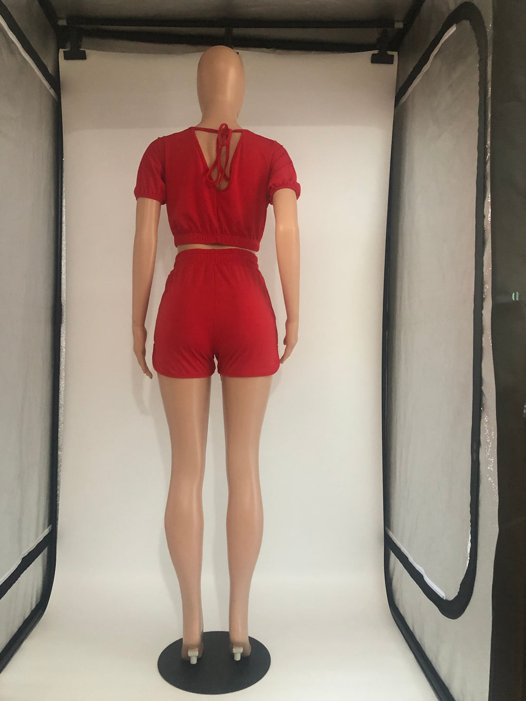 Sexy Solid Color Casual Short Sleeve Shorts  Two Piece Sets