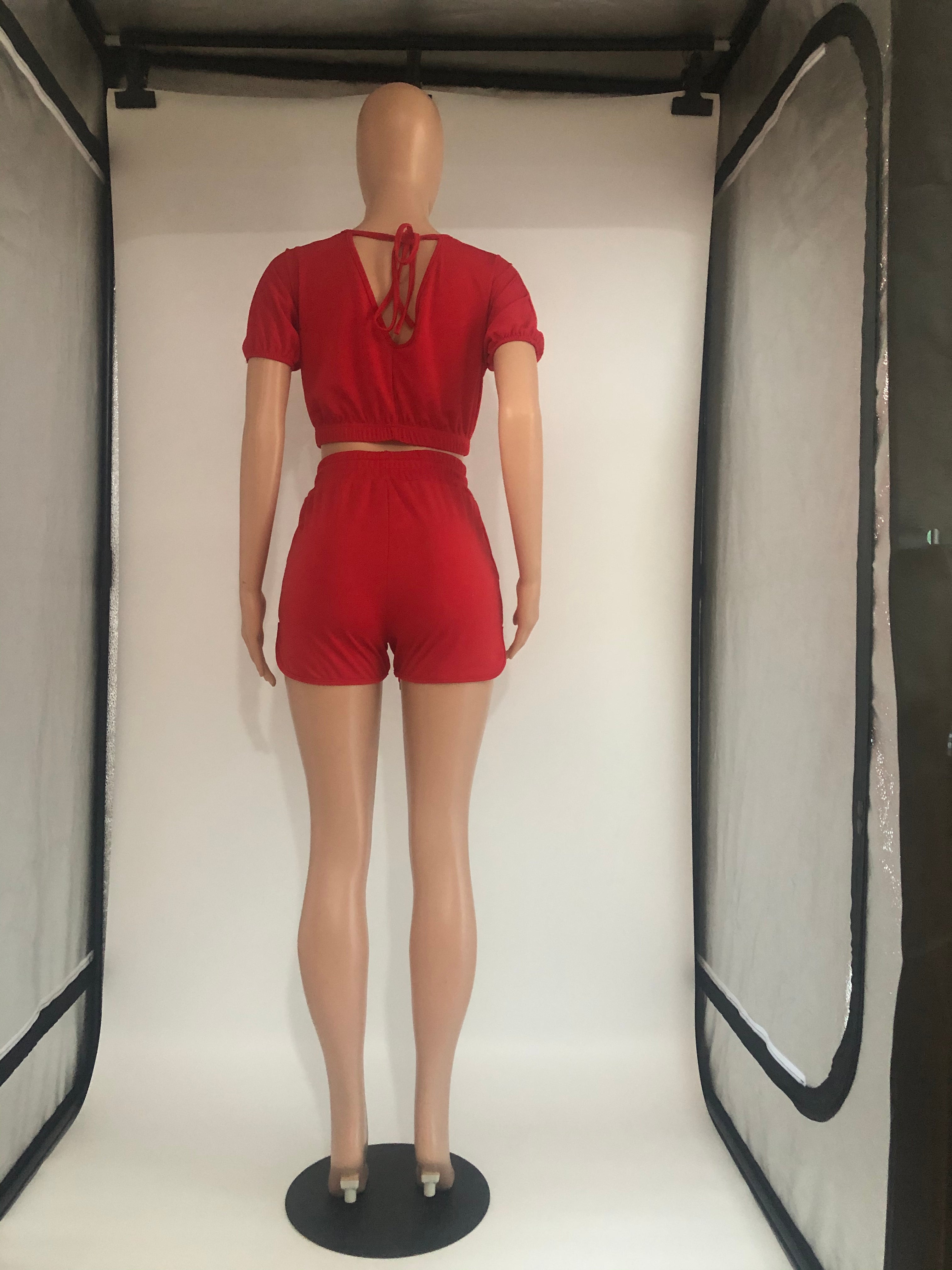 Sexy Solid Color Casual Short Sleeve Shorts  Two Piece Sets