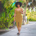 Sexy Solid Sleeveless Slim Midi Dress