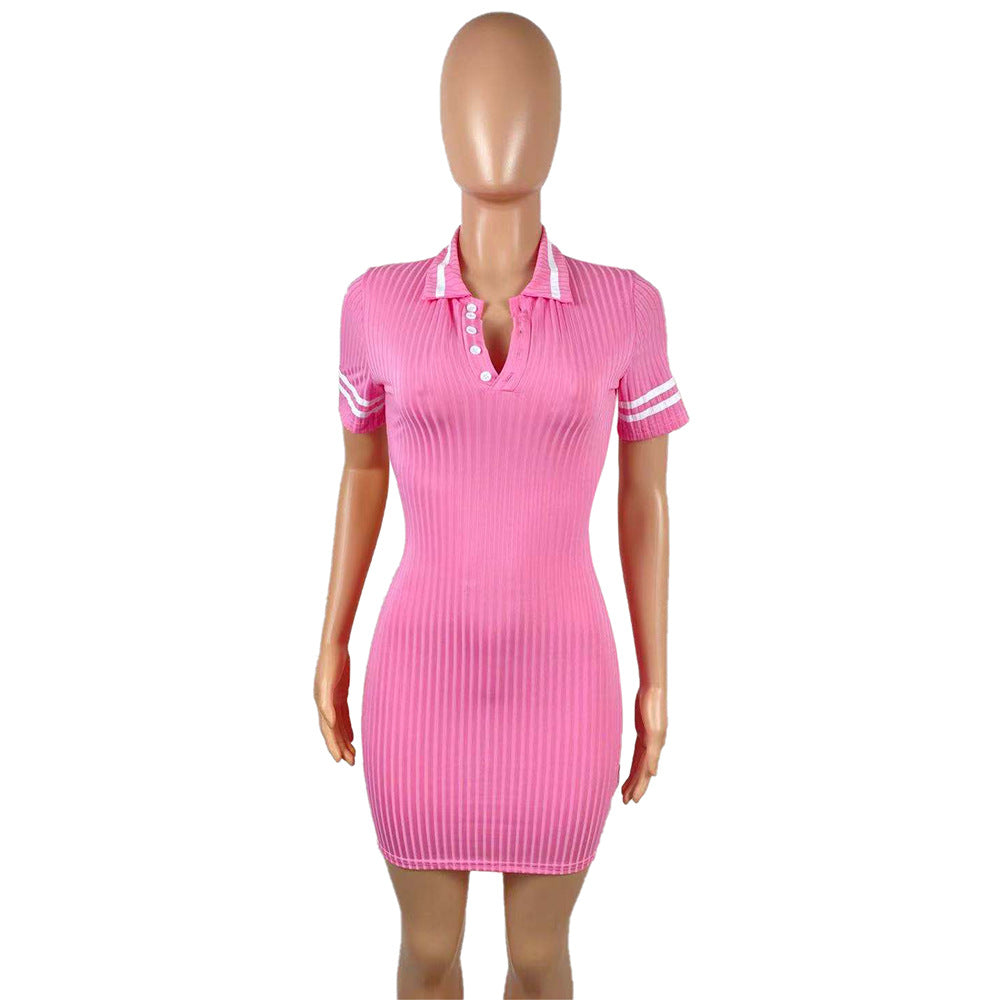 Sexy Ribbed Short Sleeve Slim Mini Dress