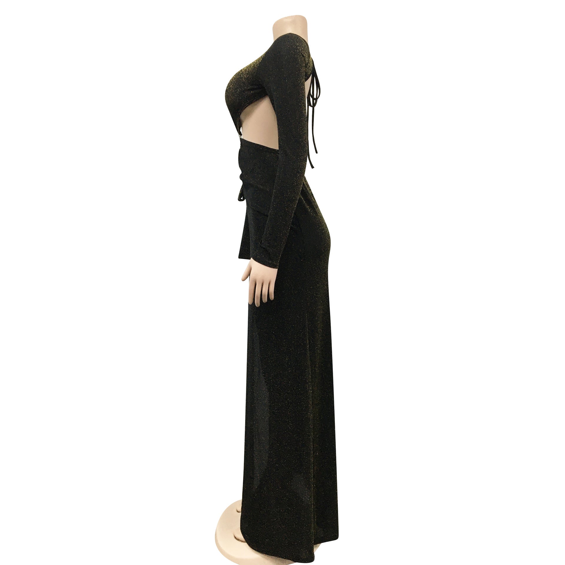 Sexy Sexy Long Sleeve Backless High Split Hollow Maxi Evening Dress