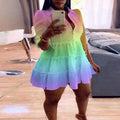 Sexy Plus Size Gradient Mini Dress