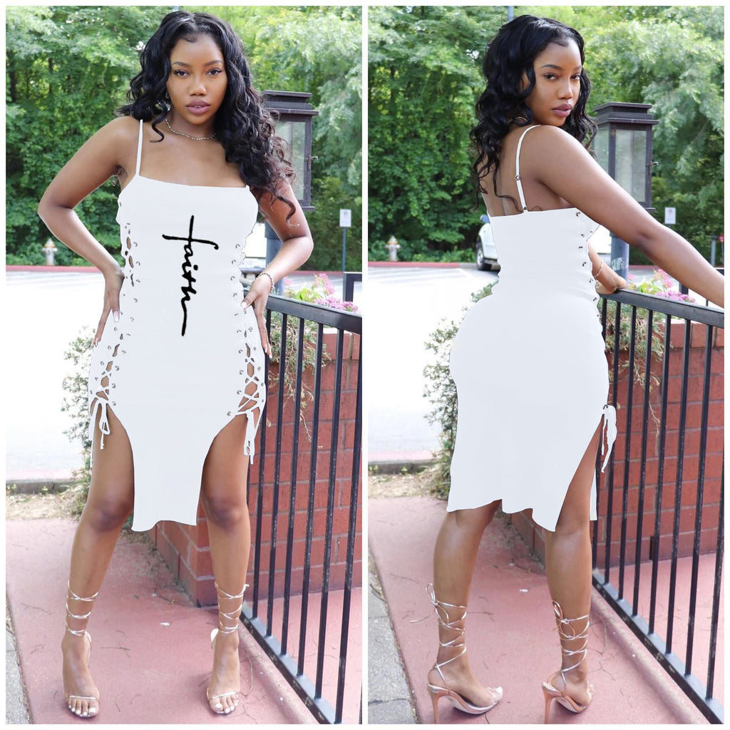 Sexy Letter Print Spaghetti Strap Bandage Dress