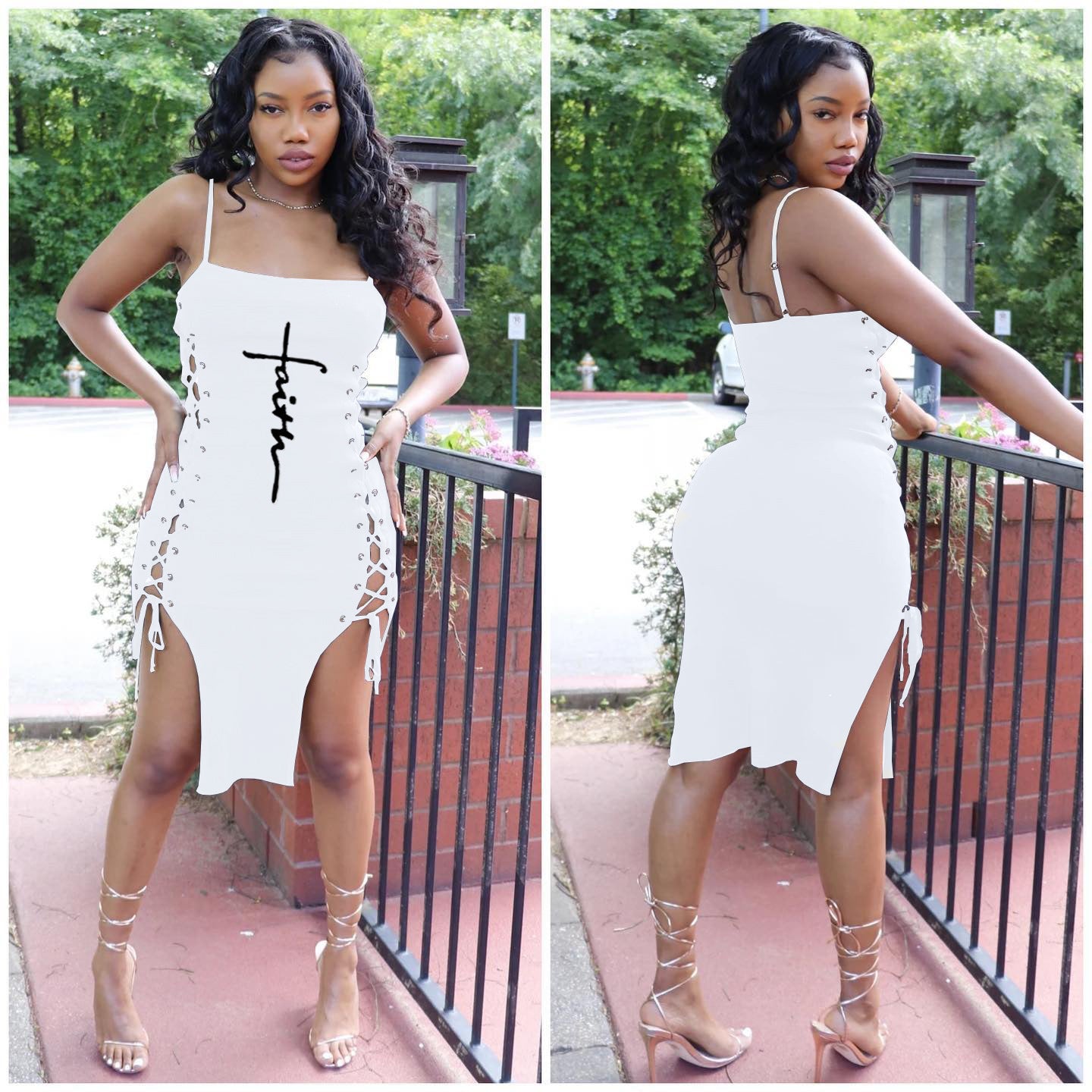 Sexy Letter Print Spaghetti Strap Bandage Dress