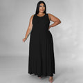 Sexy Plus Size Solid Sleeveless Maxi Dress