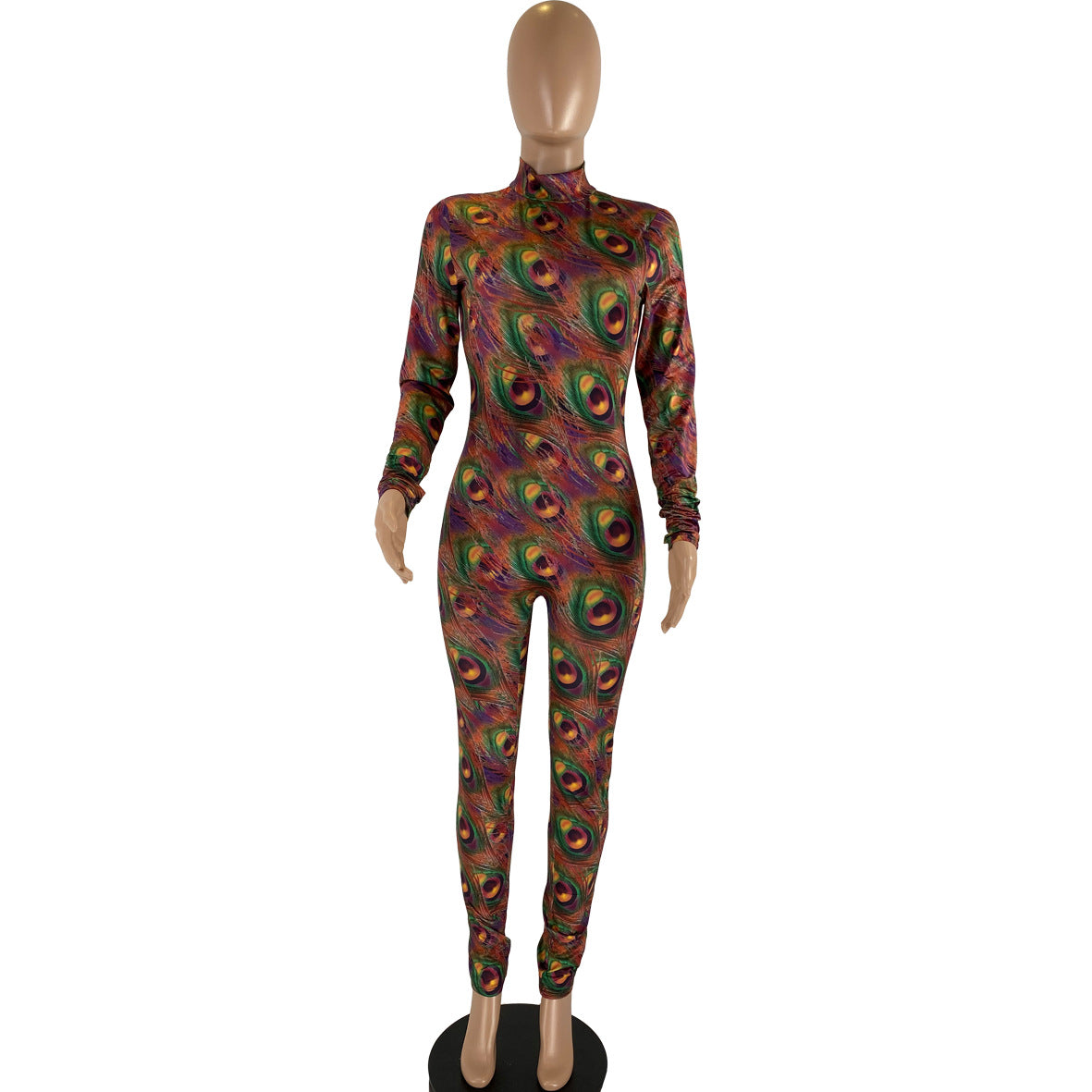 Sexy Fashion Print Long Sleeve Skinny Jumpsuit