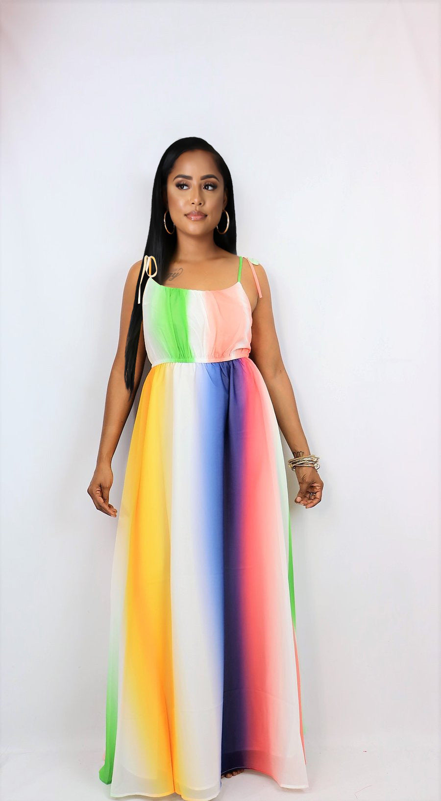 Sexy Gradient Sleeveless Strap Maxi Dress