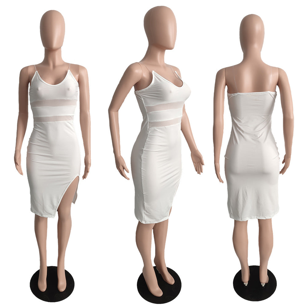 Sexy Sexy Sleeveless Spaghetti Strap Split Midi Dress