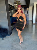 Sexy Sexy Mesh Patchwork Hollow Mini Dress