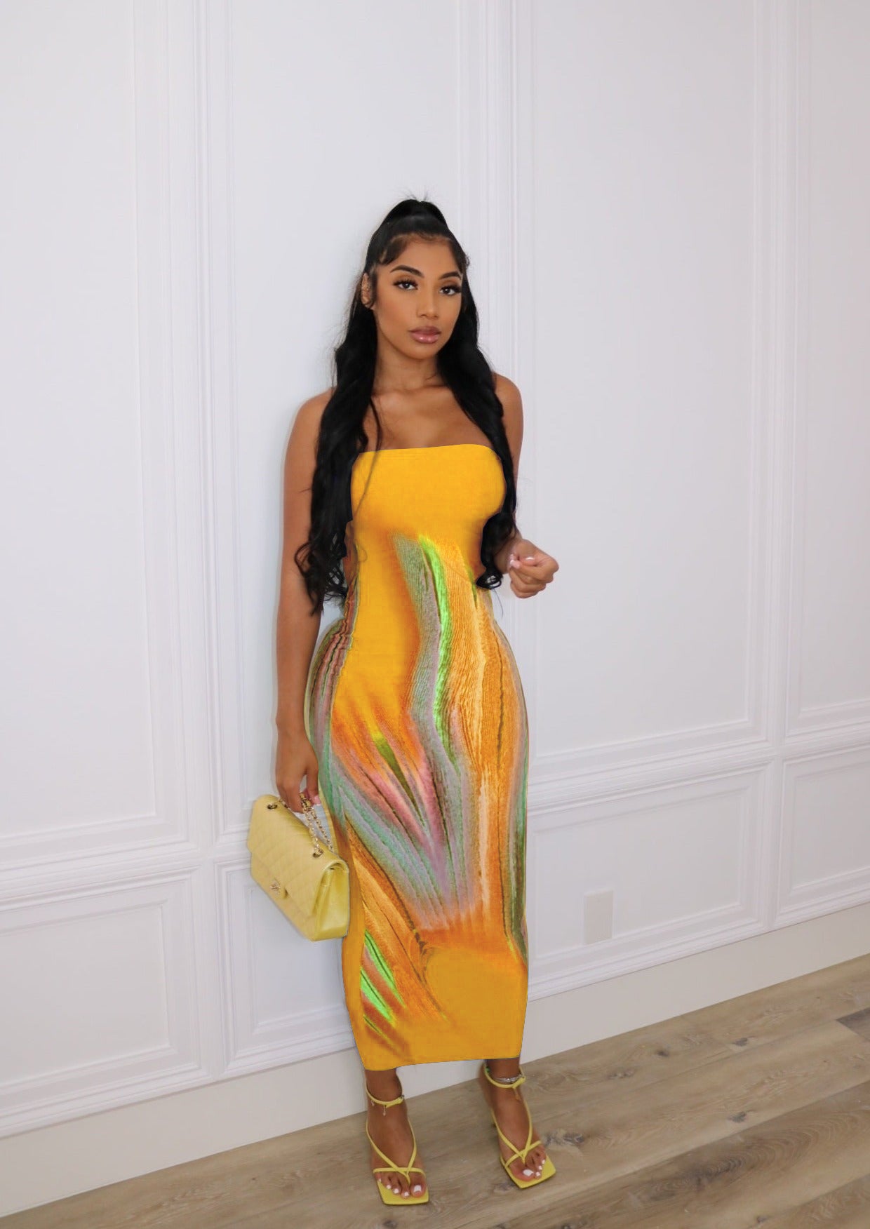 Sexy Sexy Printed Strapless Maxi Dress