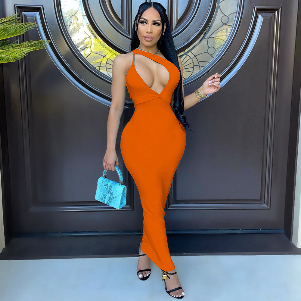 Sexy Solid Sexy Fashion Hollow Maxi Dress