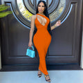 Sexy Solid Sexy Fashion Hollow Maxi Dress