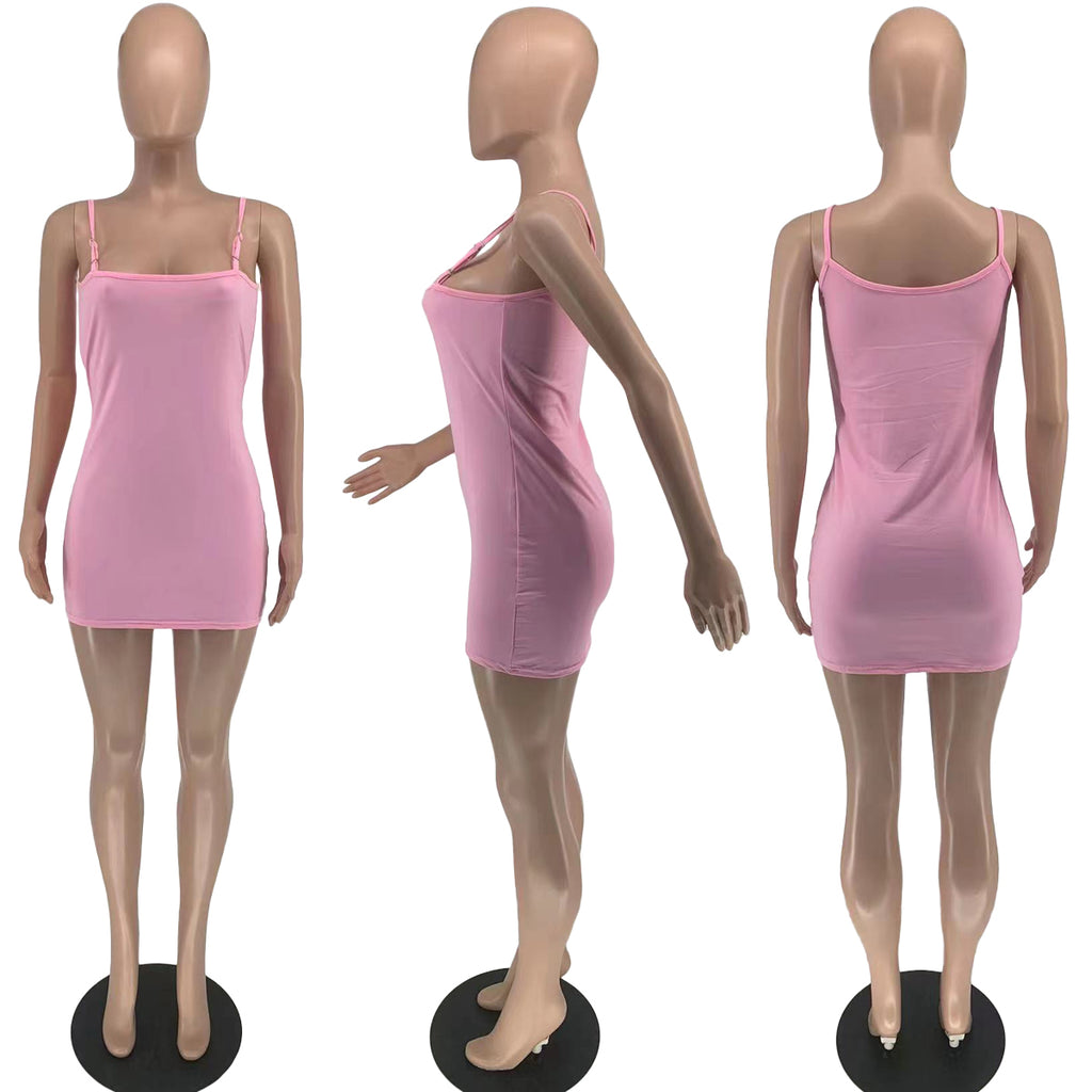 Sexy Solid Sexy Spaghetti Strap Slim Mini Dress