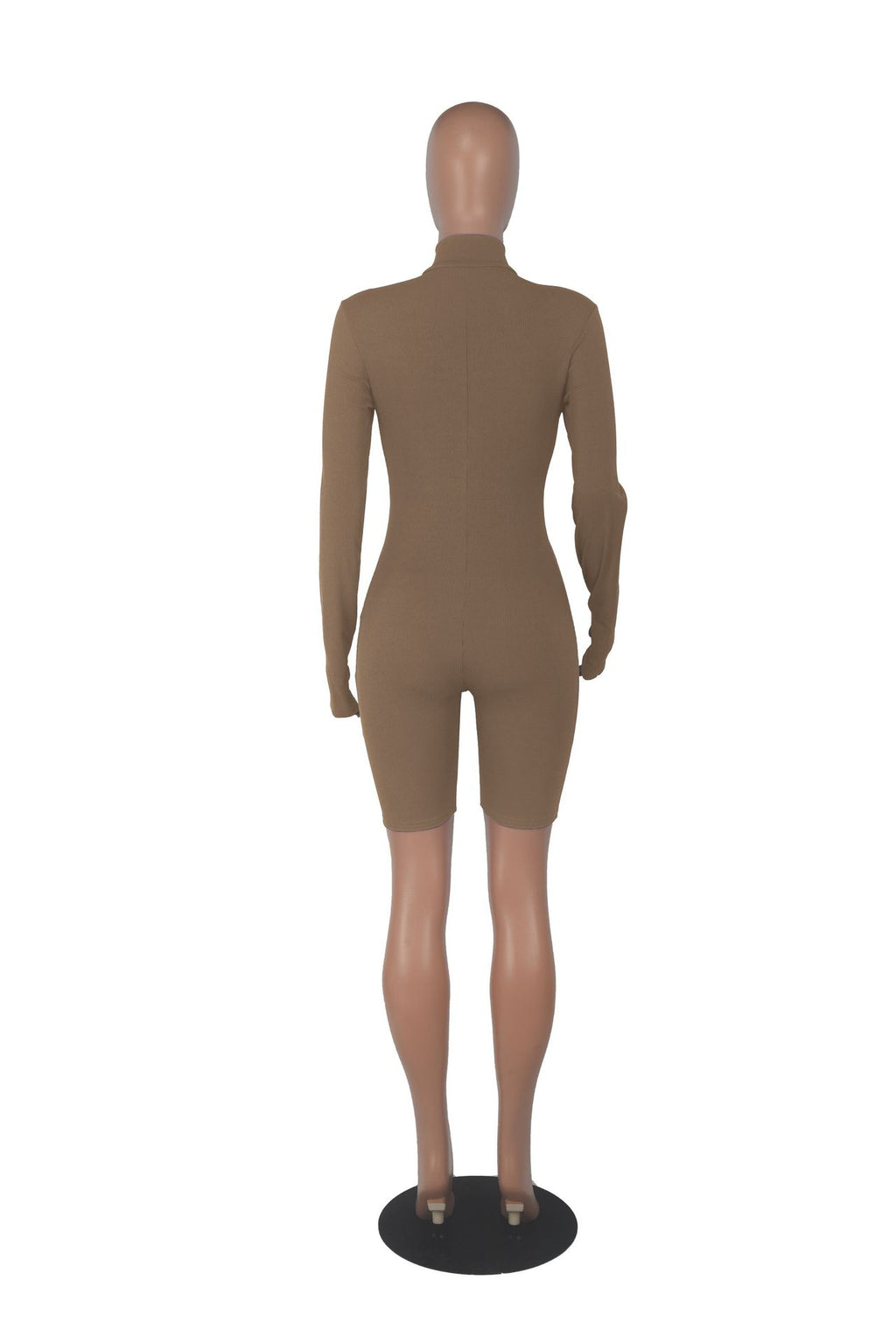 Sexy Solid Zipper Long Sleeve Sport Romper