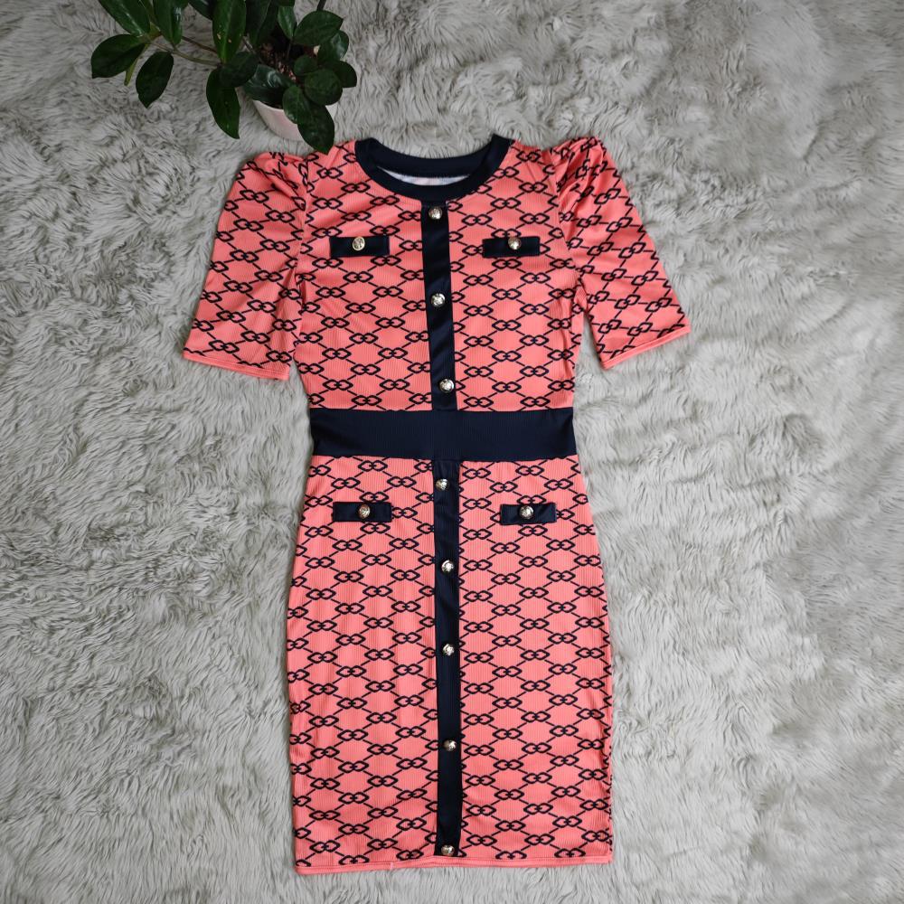 Sexy Elegant Printed Short Sleeve Bodycon Dress