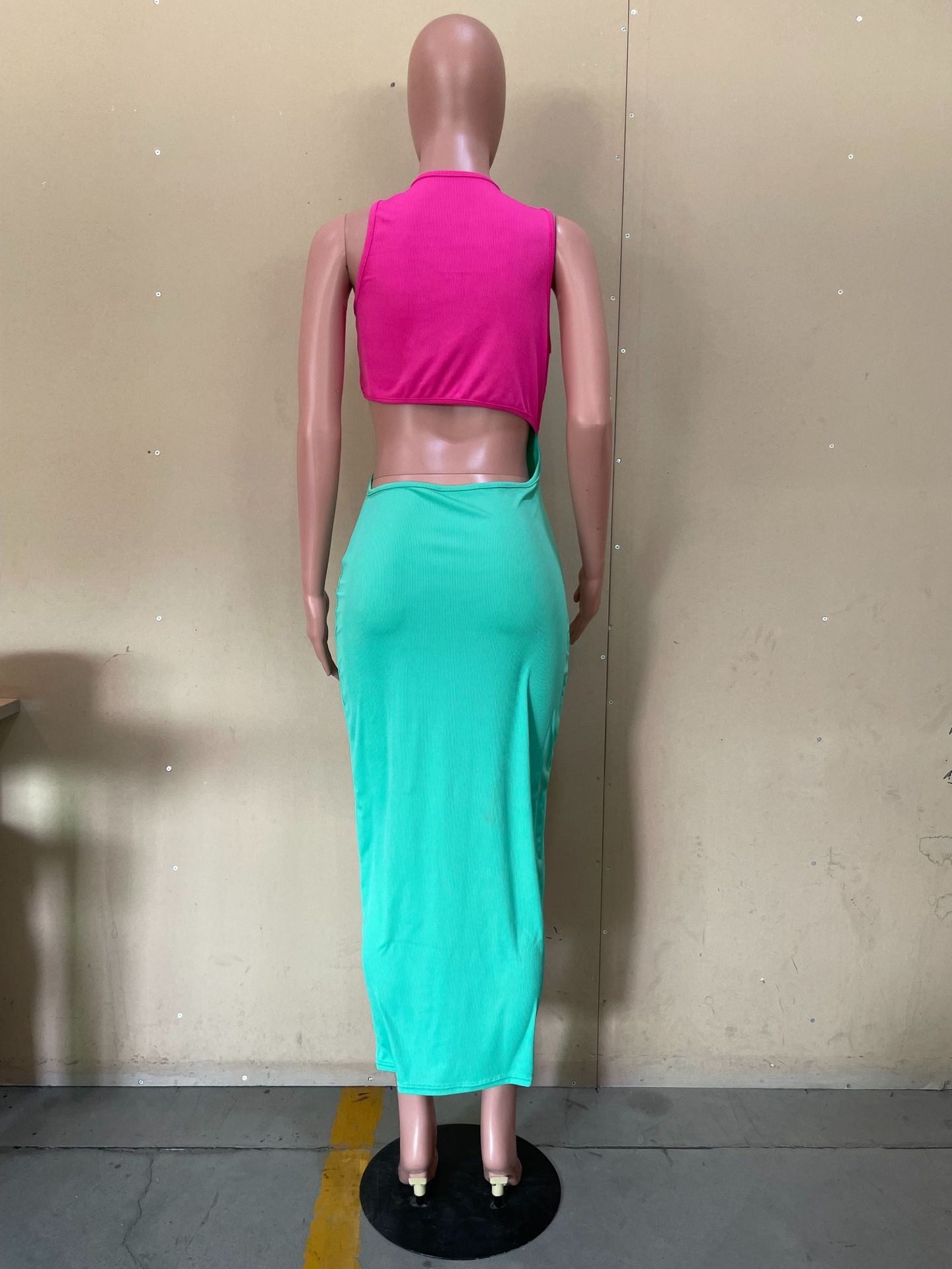 Sexy Sexy Multicolor Patchwork Slim Long Dress