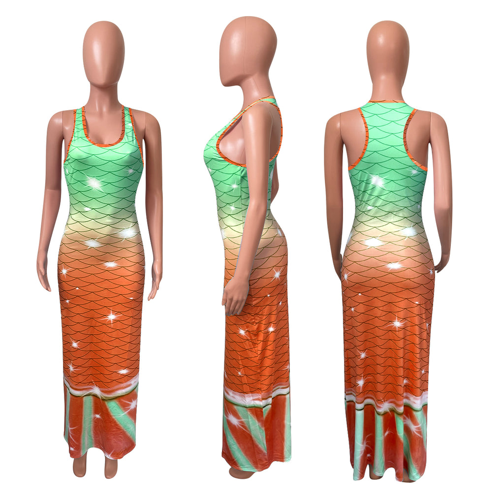 Sexy Casual Printed Sleeveless Maxi Dress