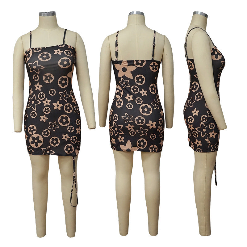 Sexy Sexy Slim Fit Sling Print Mini Dress