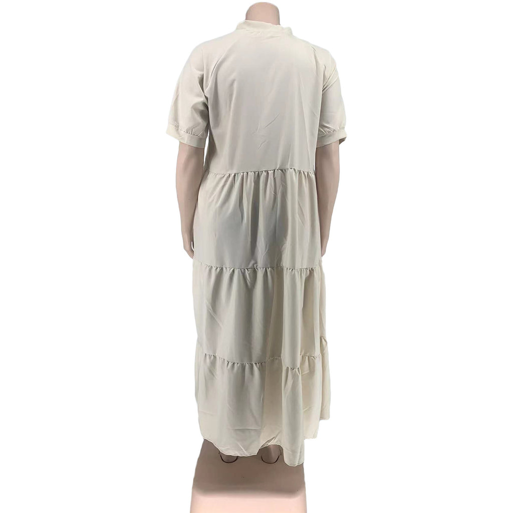 Sexy Plus Size Solid Short Sleeve Maxi Dress