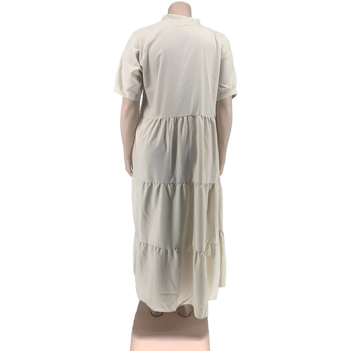 Sexy Plus Size Solid Short Sleeve Maxi Dress