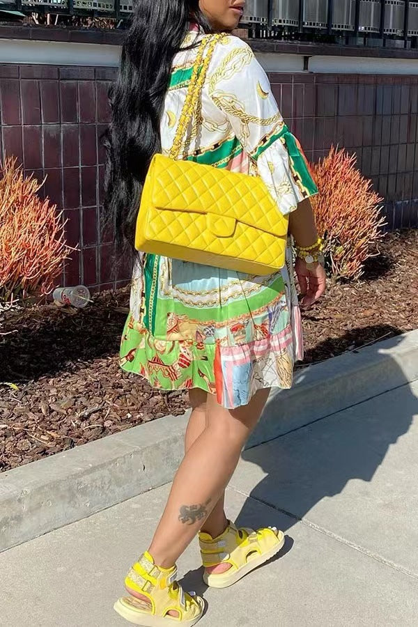 Sexy Plus Size Half Sleeve Loose Print Dress