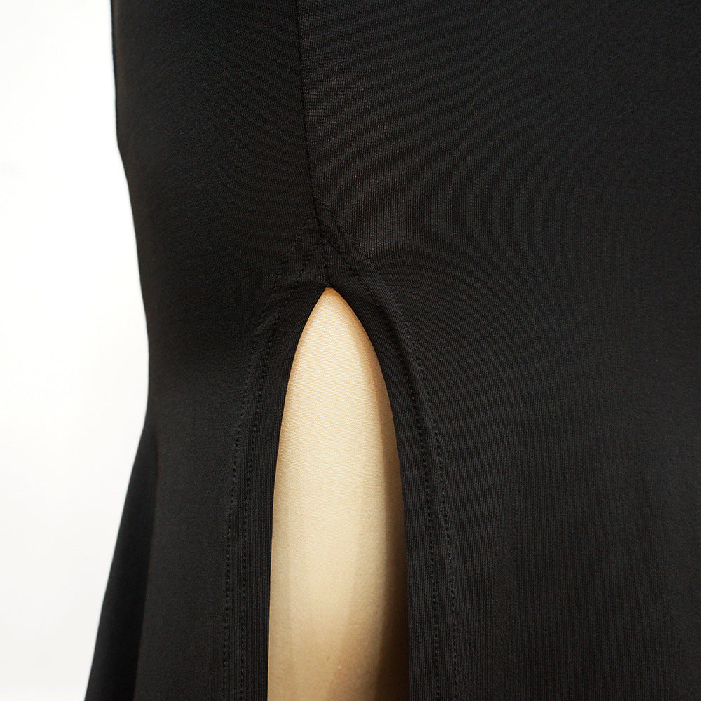 Sexy Solid Color Elegant Sexy Sling Split Evening Dress