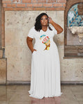 Sexy Plus Size Casual Printed Short Sleeve Maxi Dress
