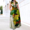 Sexy Plus Size Map Print Sleeveless Maxi Dress
